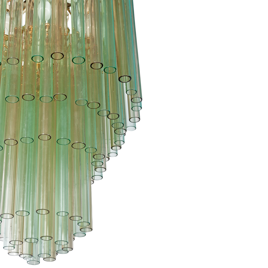 1960s Venini Flute in Green and Amber Chandelier – Found by Maja