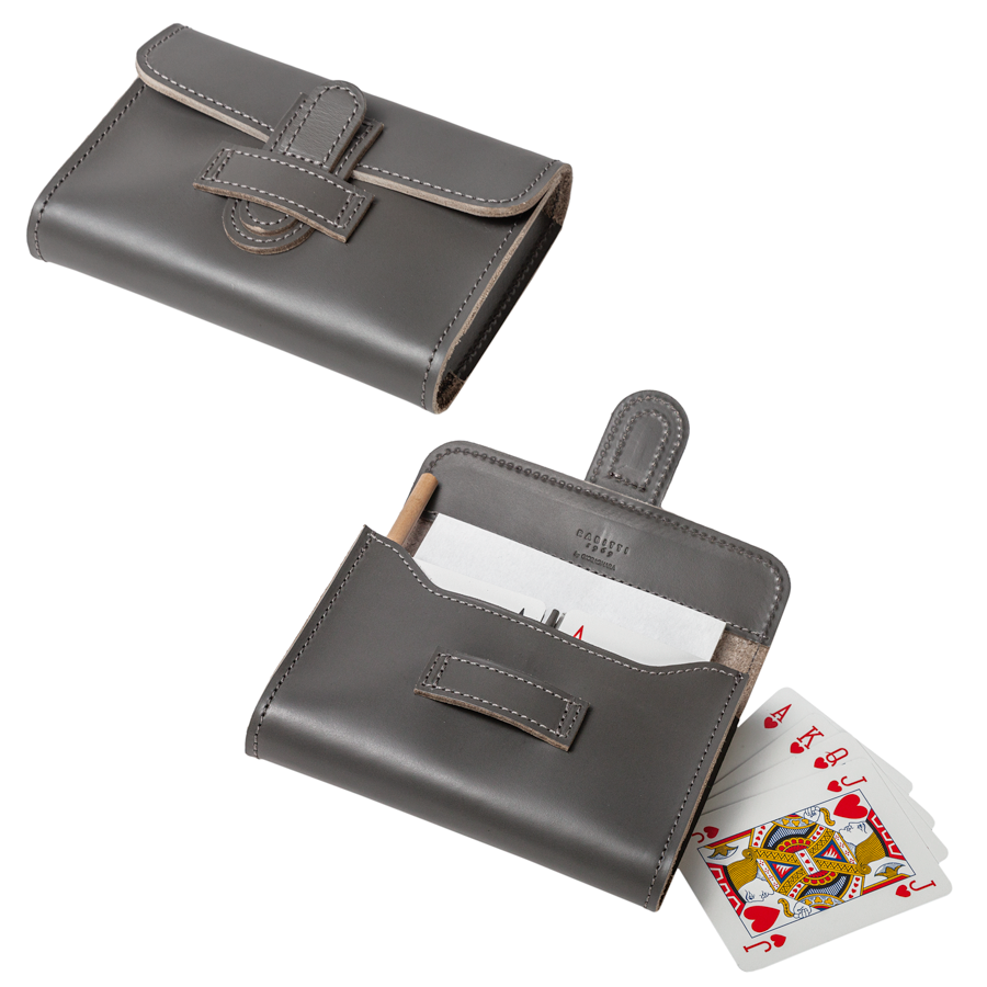 Italian Leather Passepartout Playing Card Holder by Giobagnara