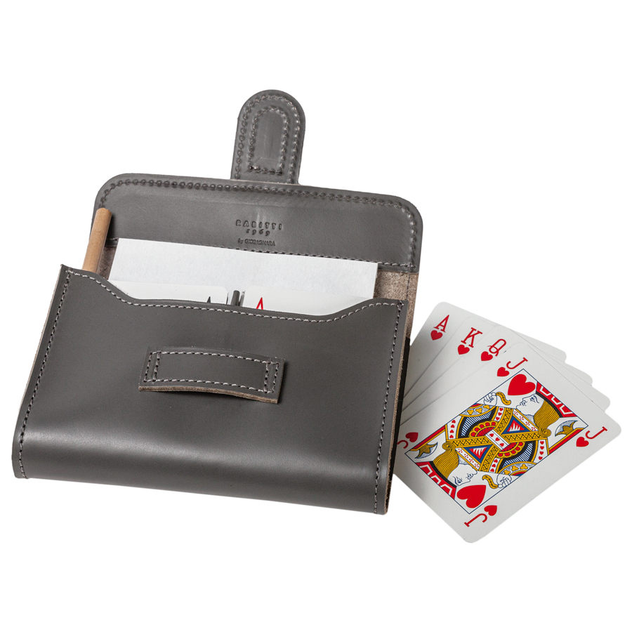 Italian Leather Passepartout Playing Card Holder by Giobagnara