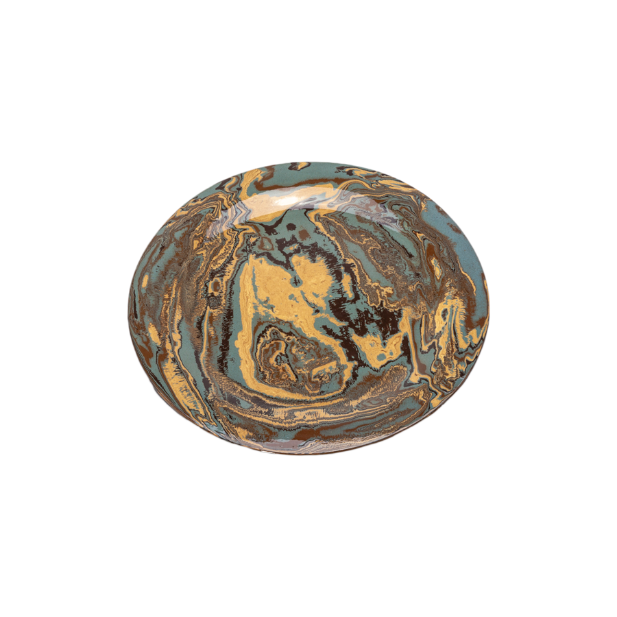 French Marbleized Round Platter by La Tuile à Loup