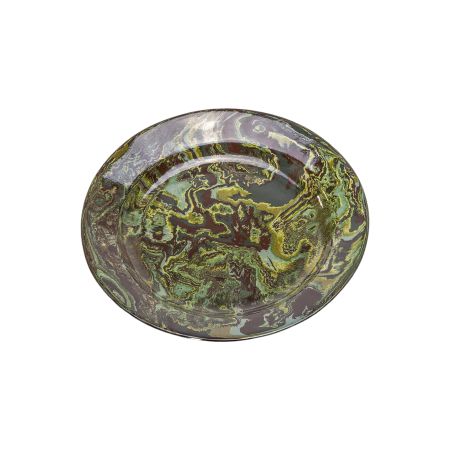 French Marbleized Round Platter by La Tuile à Loup