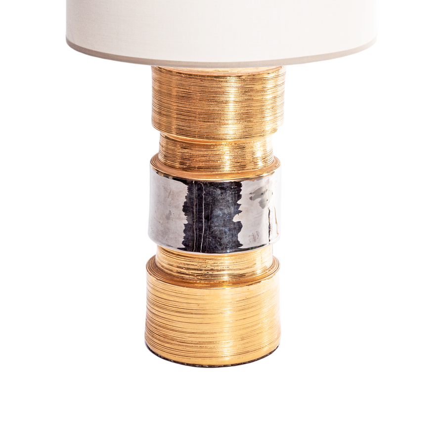 Bitossi for Bergboms Silver and Gold Seta Table Lamps