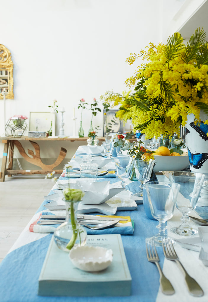 Le Cirque Blue Linen Tablecloth by Summerill & Bishop