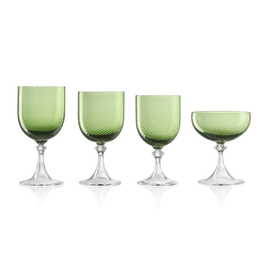 Acopa Pangea Stemless Martini Glass Set: Fluorite Green