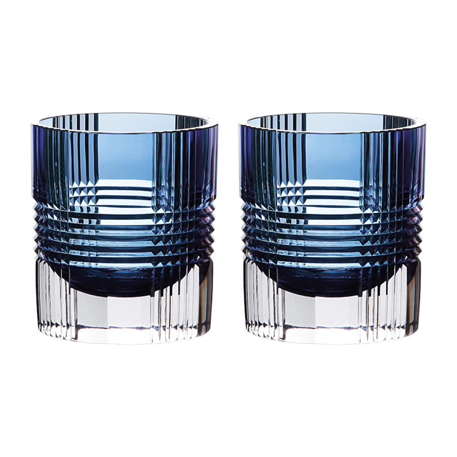 Viden Double Old Fashioned Glasses in Blue , Set of 2 by Artel