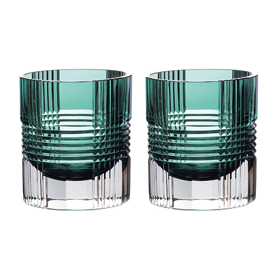 Viden Double Old Fashioned Glasses in Teal , Set of 2 by Artel